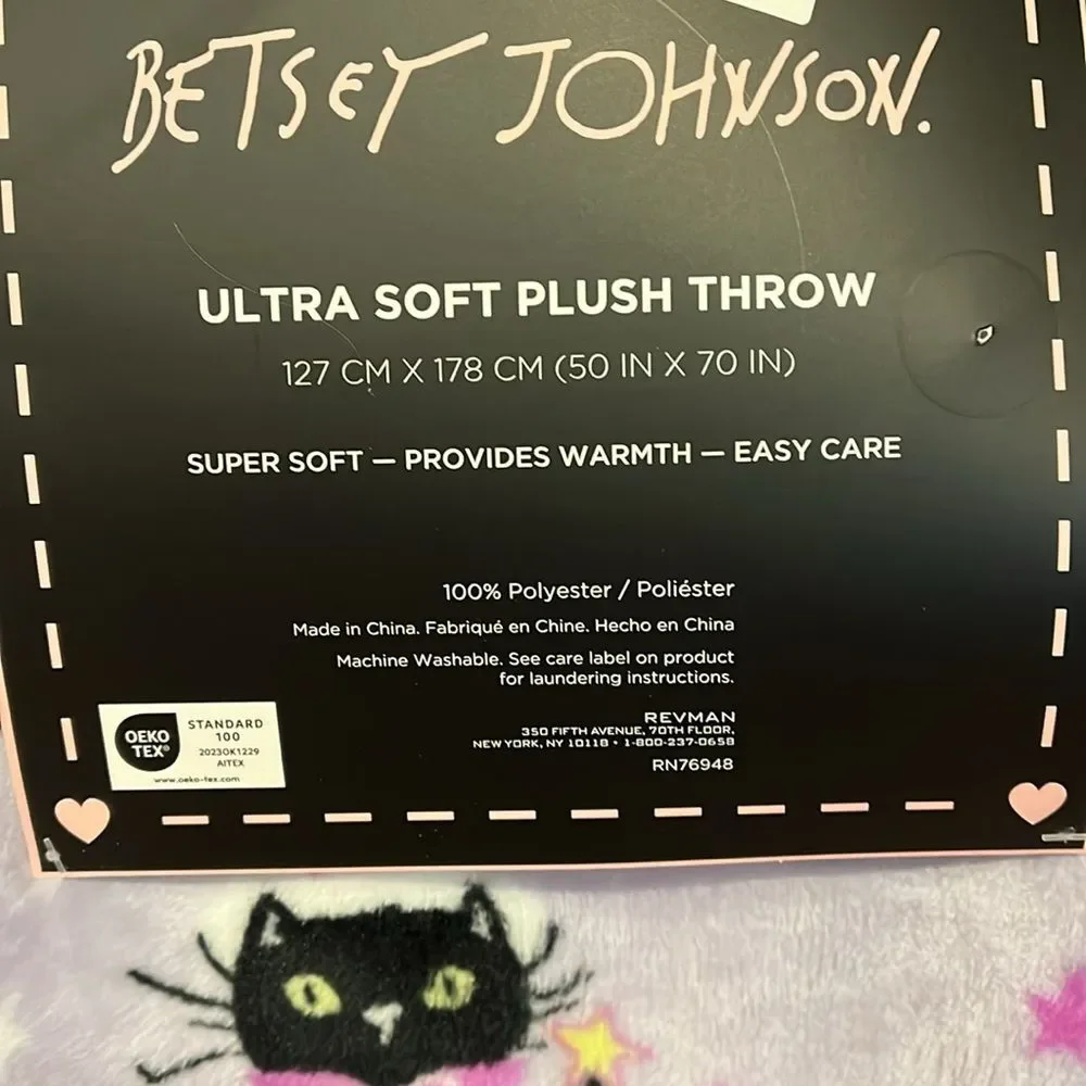 Betsey Johnson Purple Cat  throw